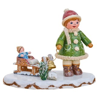 Original Hubrig folk art winter children - Oh, its snowing, its snowing Erzgebirge