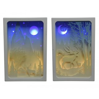 LED frame deer, battery, 4 x 22 x 14.5cm, 2 assorted