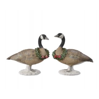 Poly goose with wreath 7.5 x 17 x 16.5cm, 2 assorted