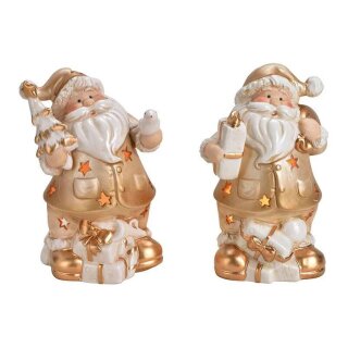 Porcelain lantern Santa Claus gold 2-fold, (W/H/D) 10x15x8cm