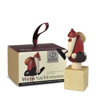 WeinNachtsmann, tappo per bottiglia di vino rosso con cubo decorativo