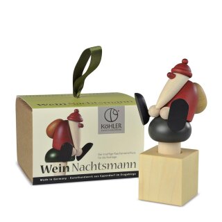 WeinNachtsmann, tappo per bottiglia di vino bianco con cubo decorativo