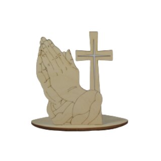 Stojánek na čajovou svíčku - Modlící se ruce, originál Krušné hory