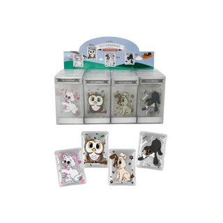 Pocket warmer Hugster animals made of plastic colorful 4-fold, 7x10x1cm