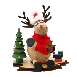 Wood smoking moose \Nico\ Santa Claus 15x12x15 cm