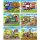 12pcs wooden picture cube with tractor,fire truck,excavator