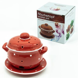 Smoking pot with saucer, red