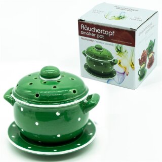 Smoking pot with saucer, green