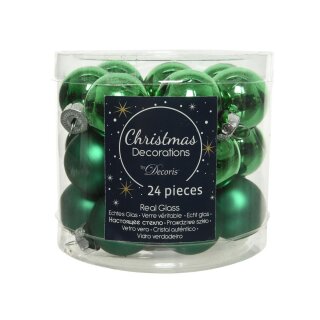 Glass balls ilex green glossy/matte 4 cm
