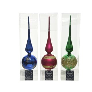 Glass tree topper, 3 assorted