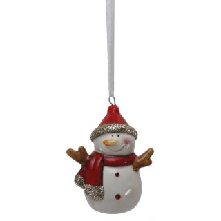 Hanger - sneeuwpop van keramiek