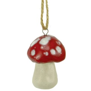 Hanger - paddenstoel van keramiek, assorti in 2 kleuren