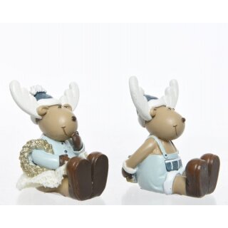 Poly reindeer sitting, 2 assorted