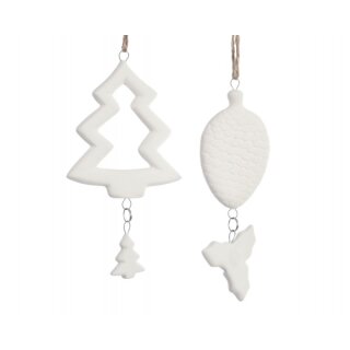 Porcelain tree / cone hanger, 2 assorted