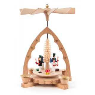 Pyramid with angel and miner, natural, for candles