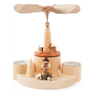 Pyramid with deer and wood maker, natural, for tea lights