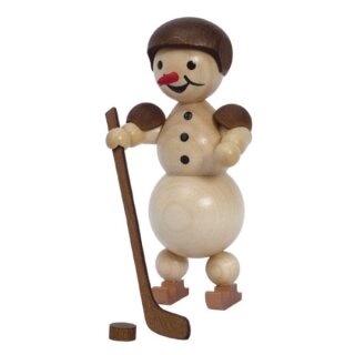 Sneeuwpop ijshockeyspeler staande helm
