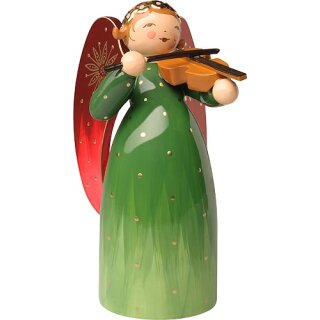 Anděl bohatě malovaný, zelený, s houslemi