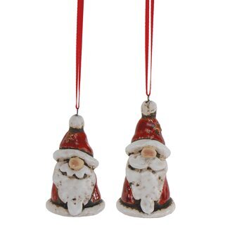 Ciondolo - Babbo Natale piccolo, in ceramica, assortito in 2 colori