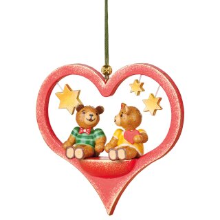 Original Hubrig folk art tree ornament - teddy bear couple Erzgebirge