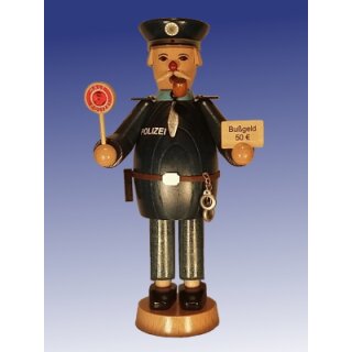 Smoking man - policeman, original Erzgebirge