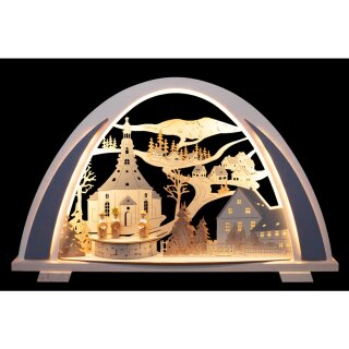 Oblouk na svíčku NEW LINE, Seiffen s karnevalovými figurkami, 53 cm