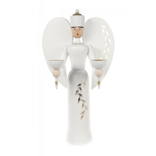 Angel with floral pattern white/gold for candles d=14mm