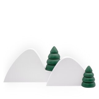 \Miniature | Paysage hivernal 1 avec deux demi-arbres verts\