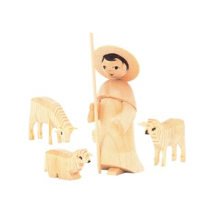 Shepherd with 3 sheep, natural