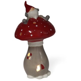 Tealight holder - Mushroom with gnome