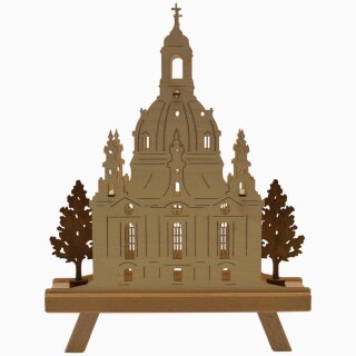 Standleuchte 3D - Frauenkirche mit Laternen/Bäume/Häuser,  Original Erzgebirge