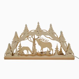 Light arch - deer and stag in the forest, 55cm, Original Erzgebirge