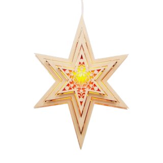 Window picture - star with 2 long points, illuminated, original Erzgebirge