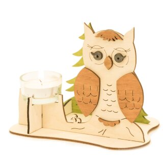 Tealight holder - owl, original Erzgebirge